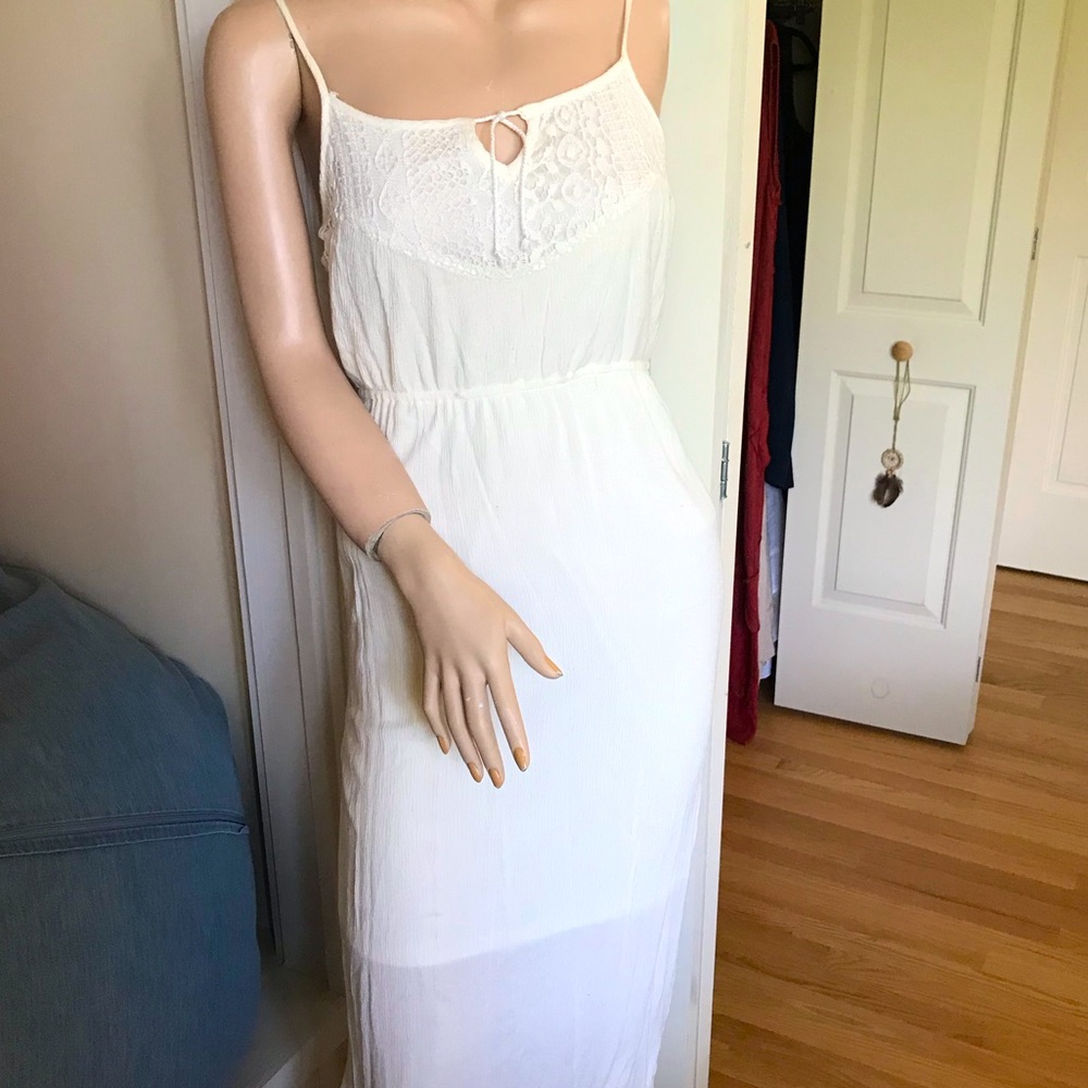 Bohemian Crochet Cotton Summer white maxi dress S